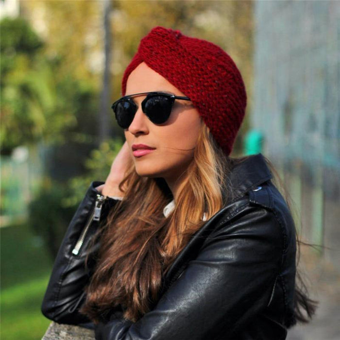 Muslim inner hijab caps bohemia turban cashmere cross wrap head Indian hat - foxberryparkproducts