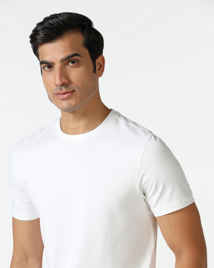 Must Haves White Crew Neck Solid T-Shirt - Twin