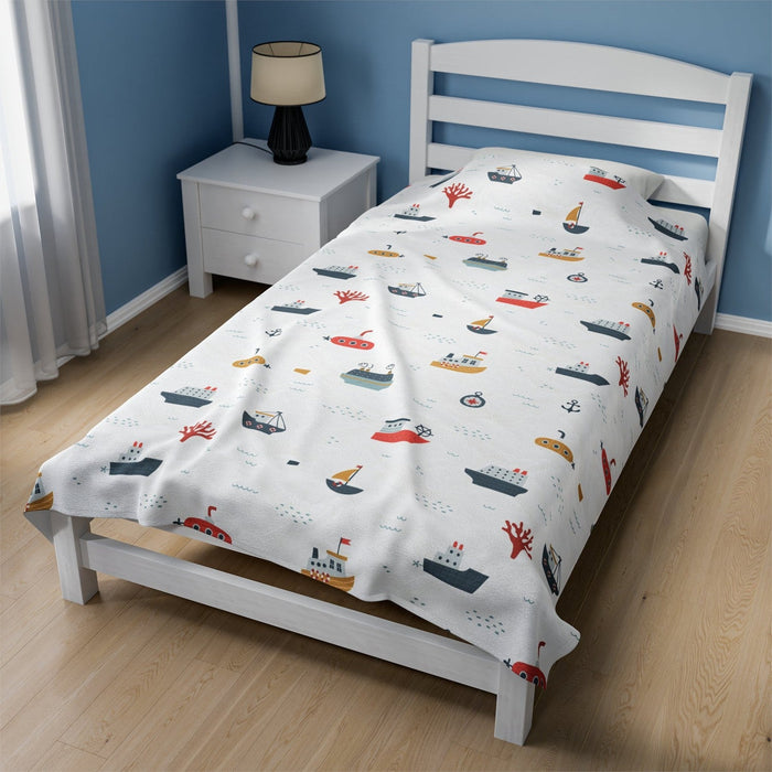 Boys Blanket Nautical, Nursery Bedding, Baby Blanket, Baby Bedding | Pippa + June