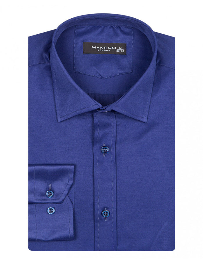Navy Classic Single Cuff Men's Shirt-Makrom