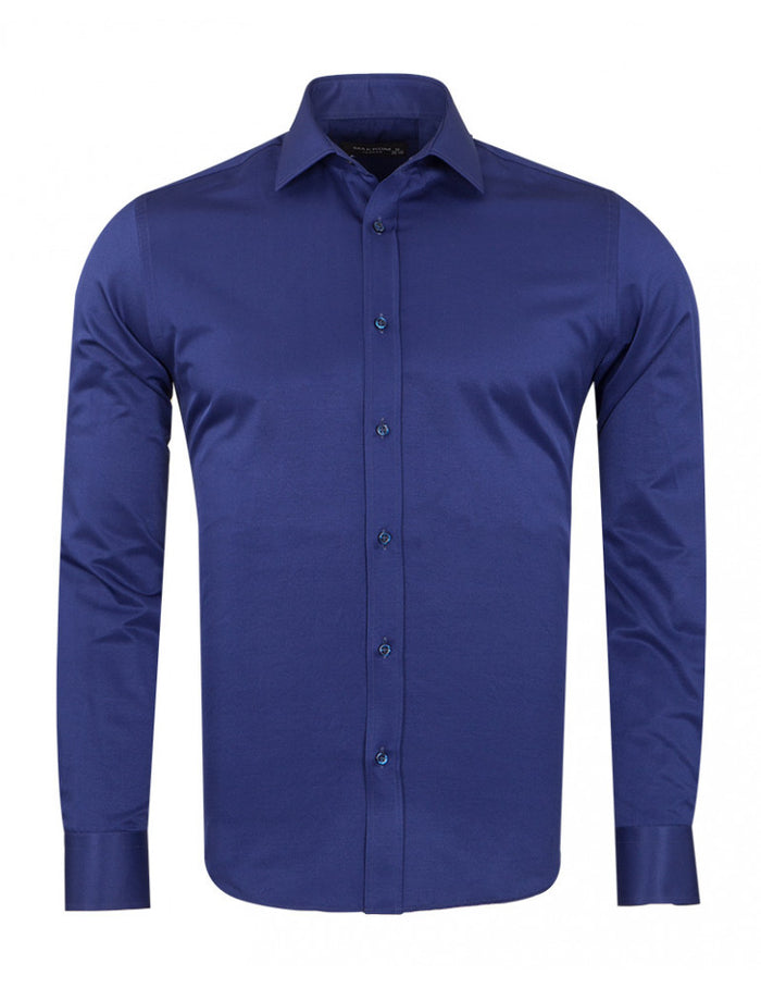 Navy Classic Single Cuff Men's Shirt-Makrom