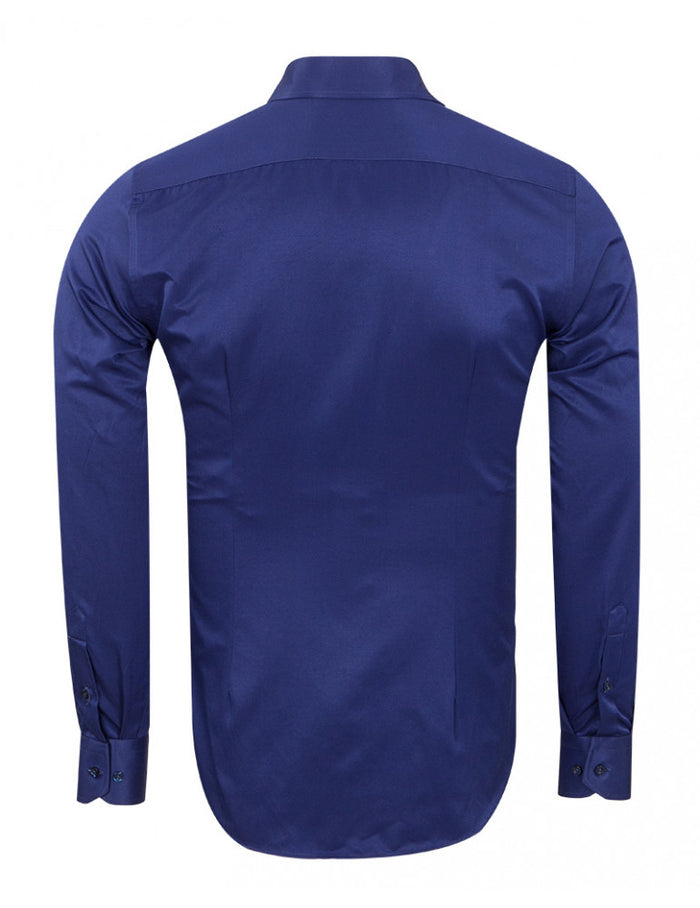 Navy Classic Single Cuff Men's Shirt-Makrom