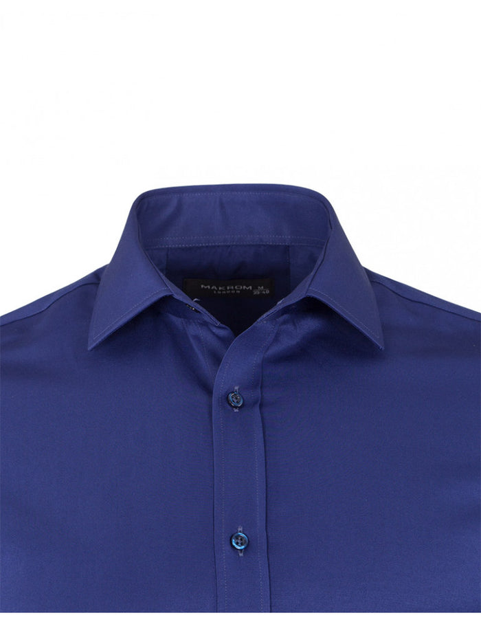 Navy Classic Single Cuff Men's Shirt-Makrom