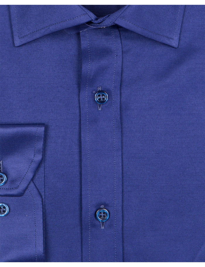 Navy Classic Single Cuff Men's Shirt-Makrom