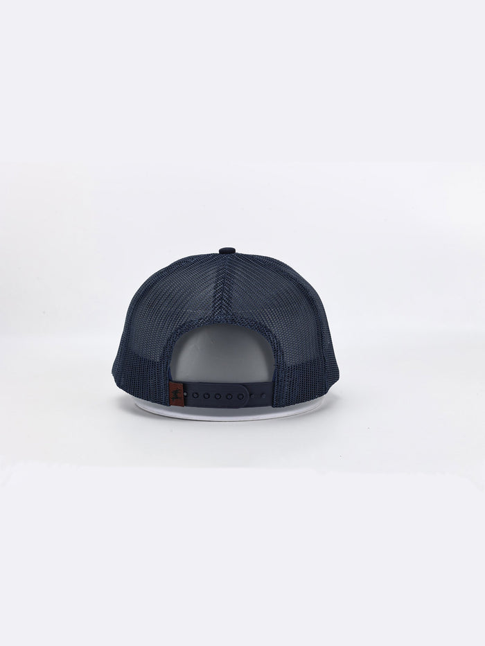 Navy Leather Trucker Hat