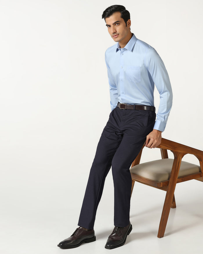 Navy Must Haves Textured Trouser - Miggins