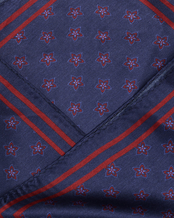 Navy Printed Pocket Square - Winifred