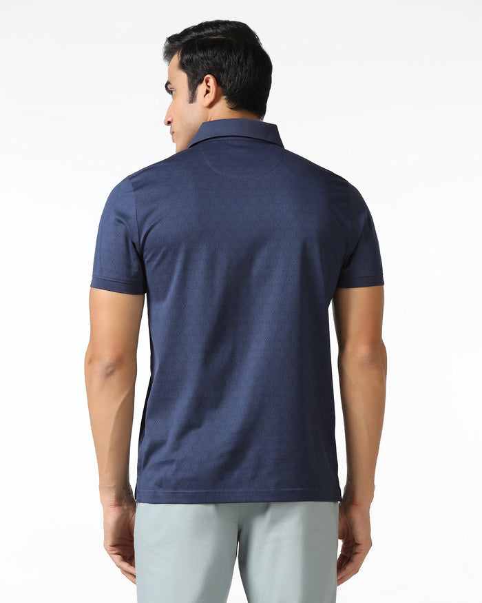 Navy Printed Polo - Peter