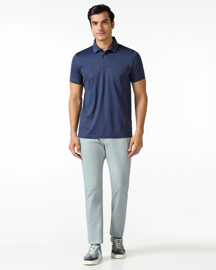 Navy Printed Polo - Peter