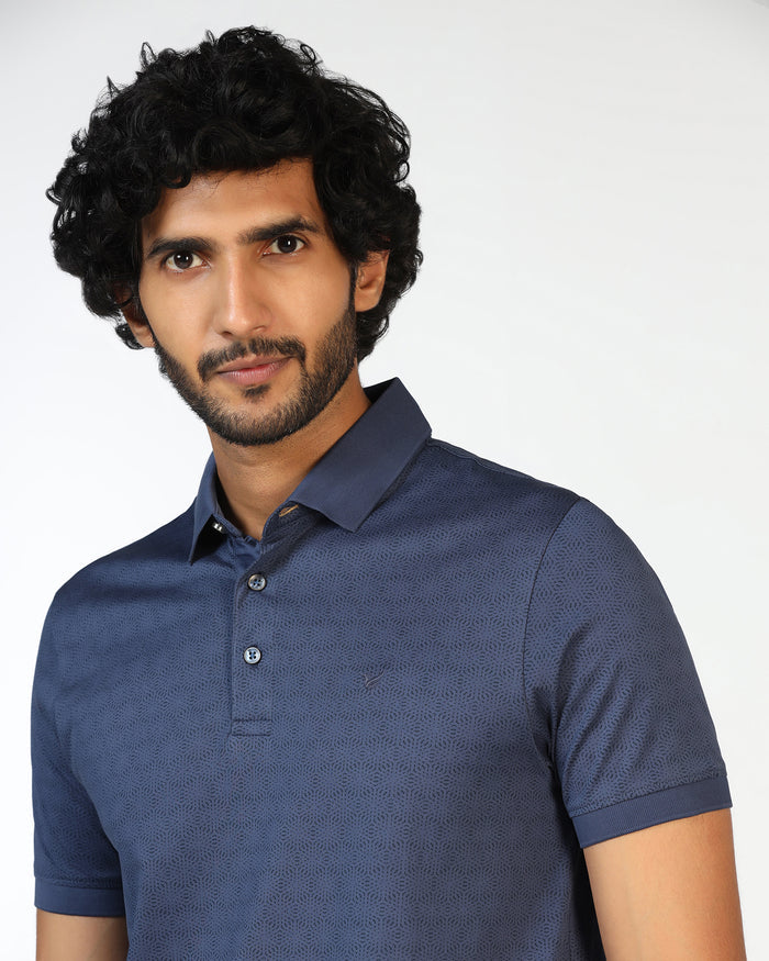 Navy Printed Polo - Peter