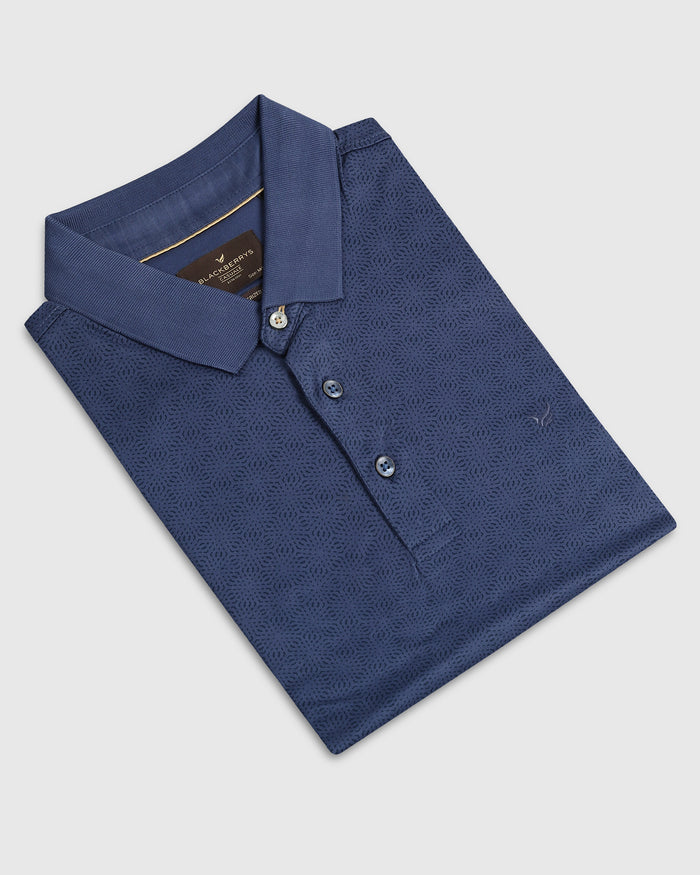 Navy Printed Polo - Peter