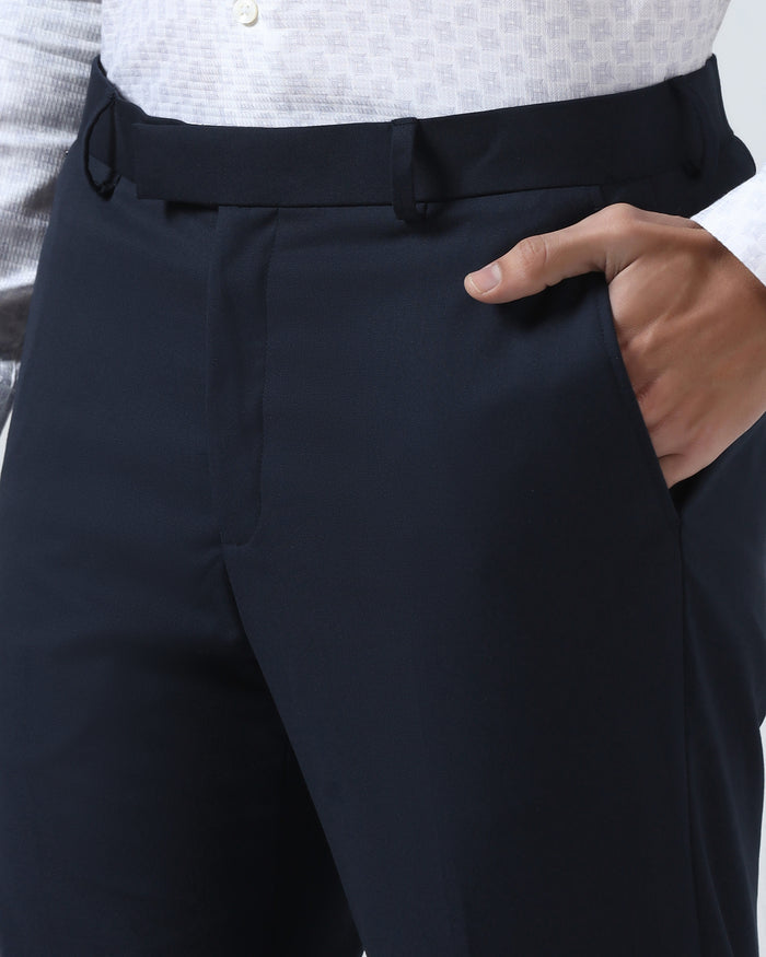 Navy Solid Trouser - Liano