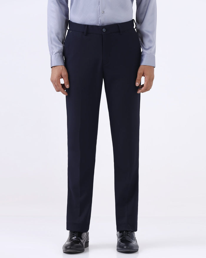 Navy Techno Waist Textured Trouser - Billy