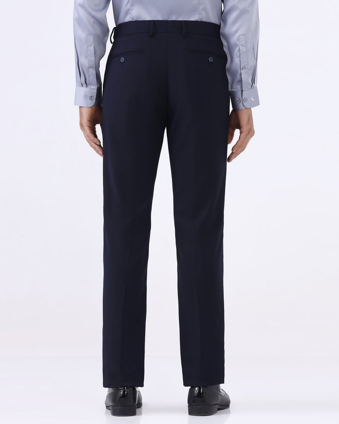 Navy Techno Waist Textured Trouser - Billy