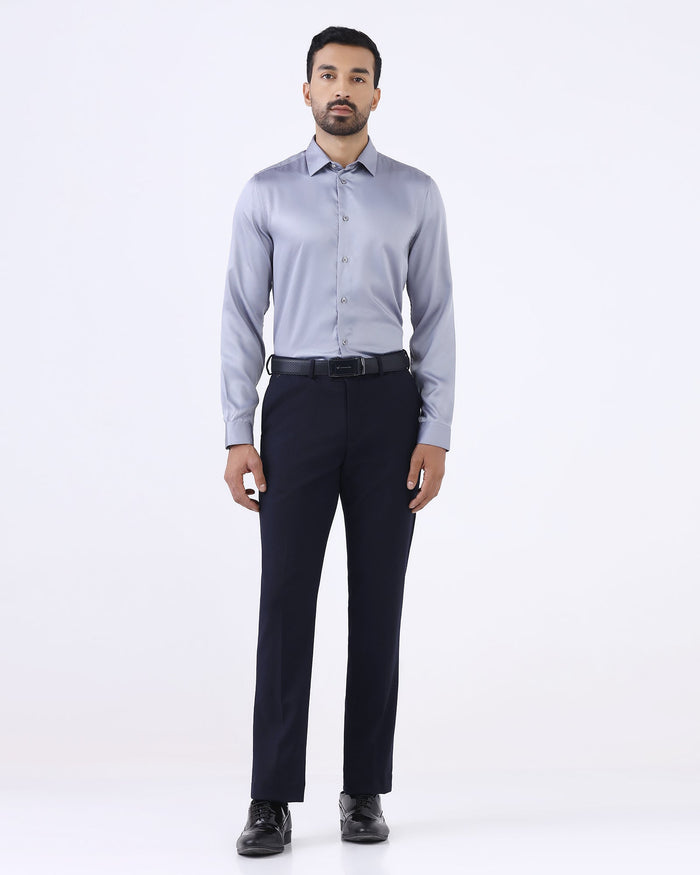 Navy Techno Waist Textured Trouser - Billy