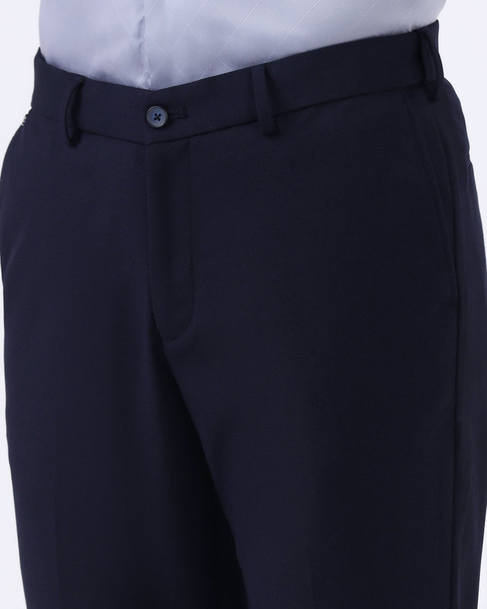 Navy Techno Waist Textured Trouser - Billy