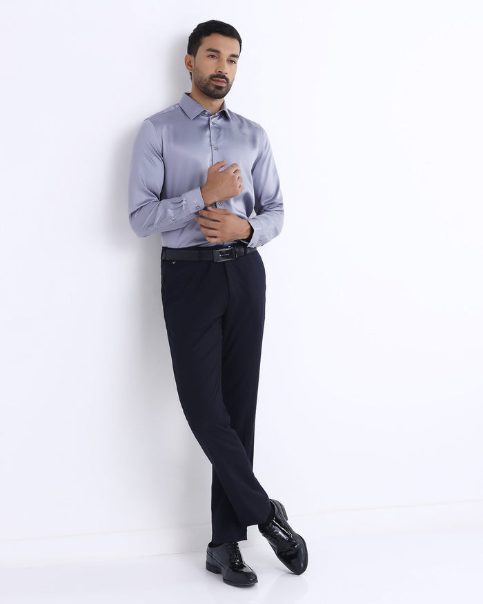 Navy Techno Waist Textured Trouser - Billy