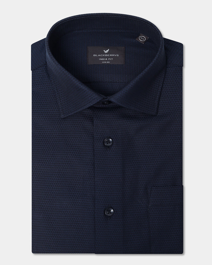 Navy Textured Shirt - Robin