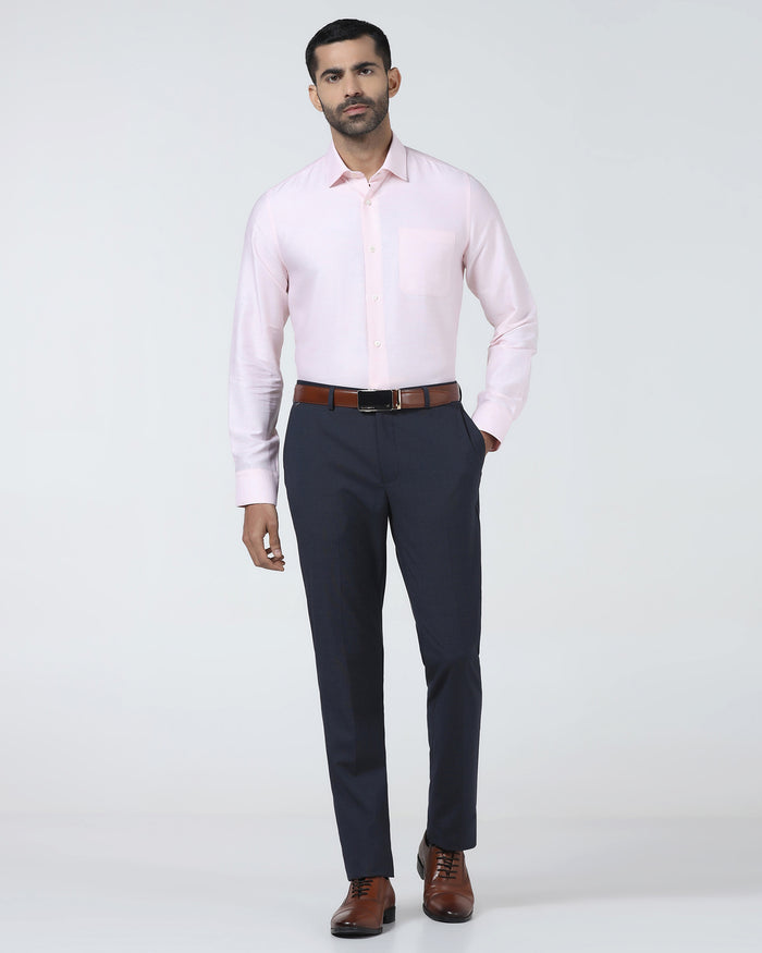 Navy Textured Trouser - Bernardo