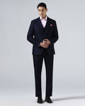 Navy Three Piece Textured Suit - Venmo