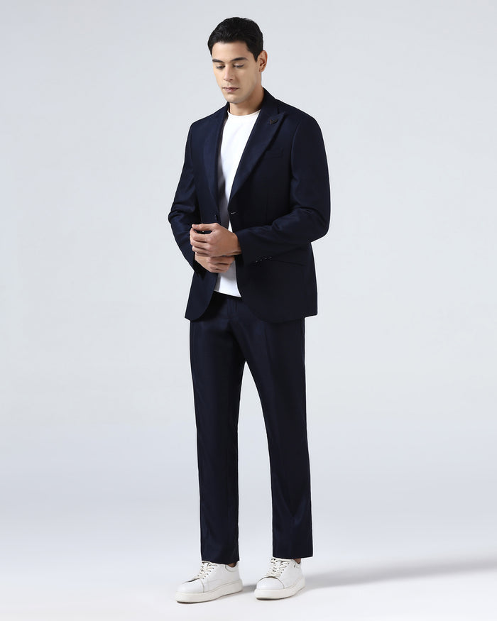 Navy Three Piece Textured Suit - Venmo