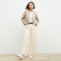 Front image of a woman wearing the Neale Jacket in Natural Melange | Lead