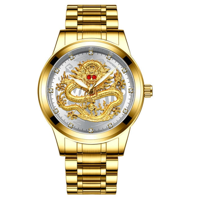 New Golden Mens Watches Top Brand Luxury Chinese Dragon - foxberryparkproducts