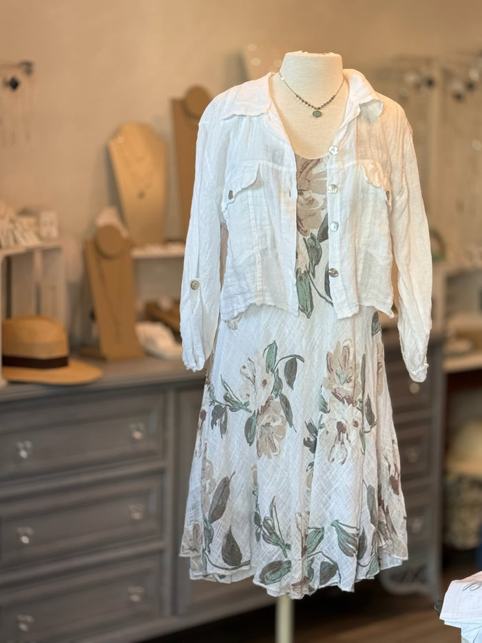 Nora Dress in Ivory with cover up