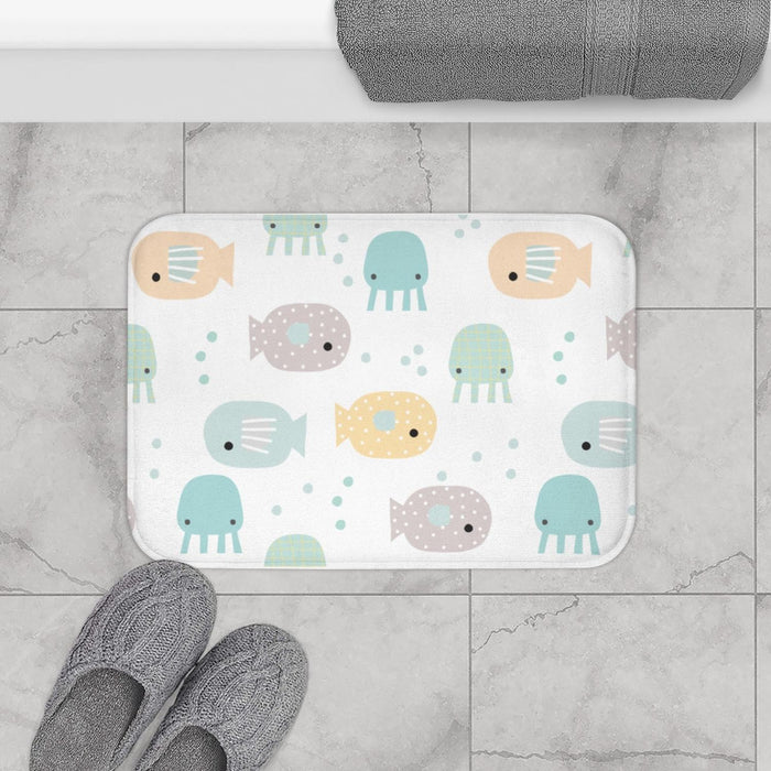Kids Bath Mat Hot Nautical Fish Gender Neutral, Kids Shower Mat, Kids Bathtub Mat, Kids Bathroom Decor,  Kids Bathroom Accessories, Kids Modern Decor, Made in the USA | Pippa + June