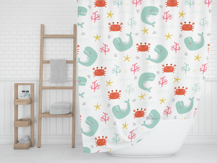 Kids Shower Curtain Nautical Ocean Neutral, Kids Bathroom Decor & Accessories | Pippa + June