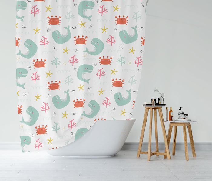 Kids Shower Curtain Nautical Ocean Neutral, Kids Bathroom Decor & Accessories | Pippa + June