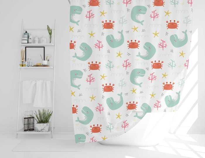 Kids Shower Curtain Nautical Ocean Neutral, Kids Bathroom Decor & Accessories | Pippa + June