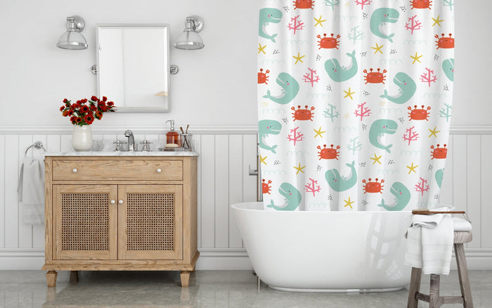 Kids Shower Curtain Nautical Ocean Neutral, Kids Bathroom Decor & Accessories | Pippa + June