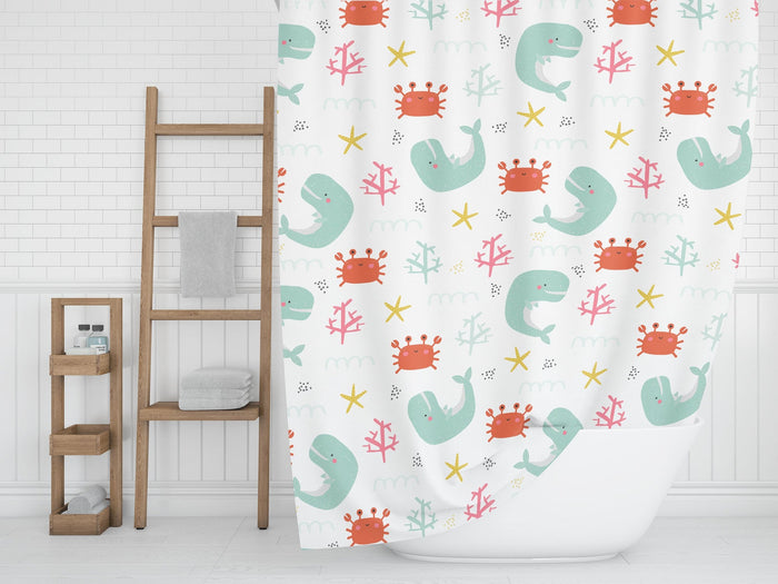Kids Shower Curtain Nautical Ocean Neutral, Kids Bathroom Decor & Accessories | Pippa + June
