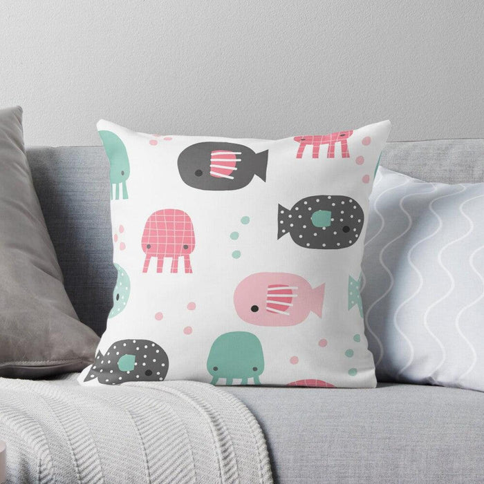 Girls Throw Pillow Ocean Fish, Girls Bedding, Girls Nursery Decor and Accessories, Made in the USA | Pippa + June