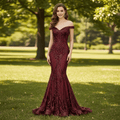 Off the Shoulder Sequined Gowns for the Mother of the Bride Dress - Rosymae