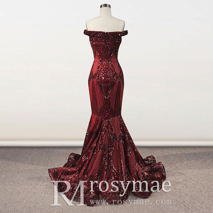 Off the Shoulder Sequined Gowns for the Mother of the Bride Dress - Rosymae
