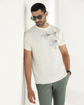 Off White Crew Neck Solid T-Shirt - Roxx