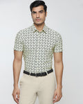 Off White Half Sleeve TechPro Printed Shirt - Ronnel