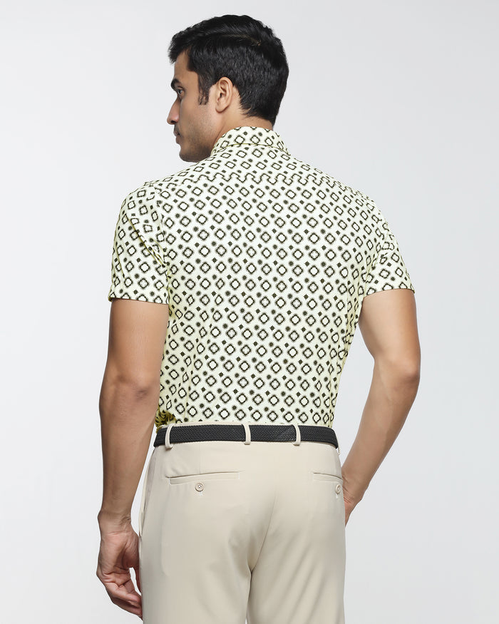 Off White Half Sleeve TechPro Printed Shirt - Ronnel