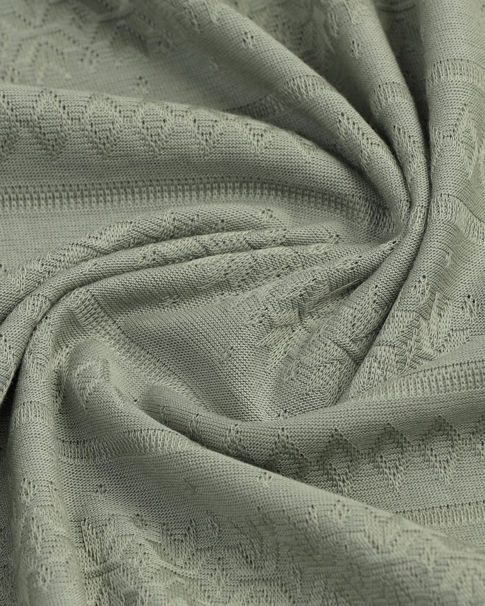 Olive Crew Neck Textured T-Shirt - Lep