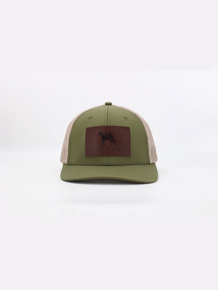 Olive Leather Trucker Hat