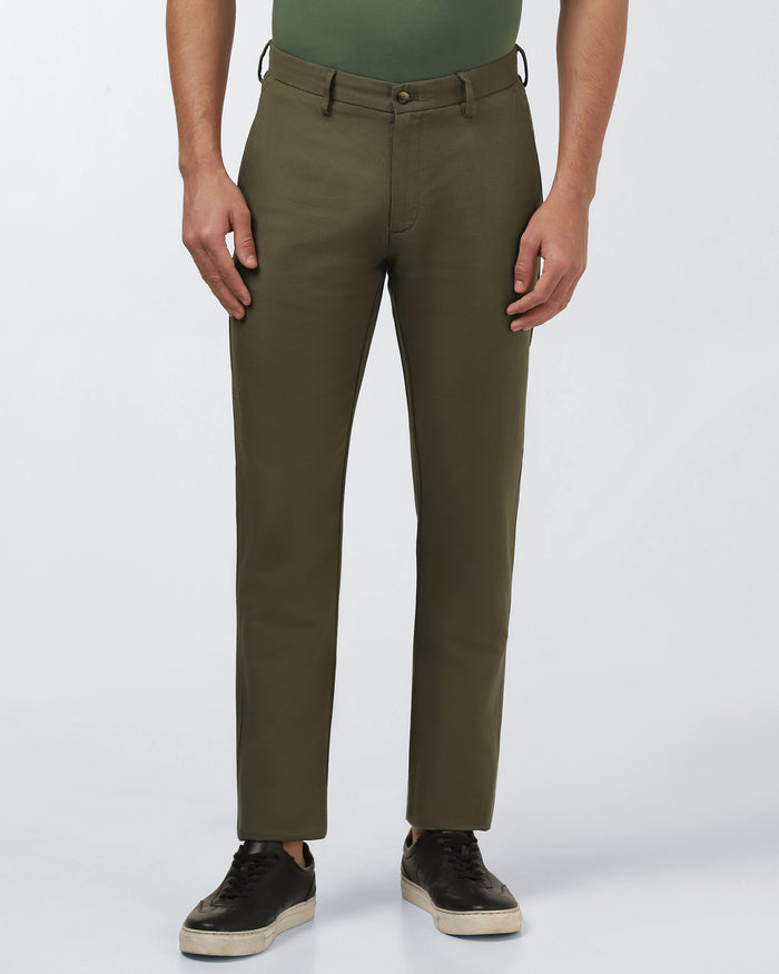 Olive Linen Solid Khakis - Hazel