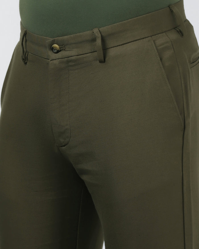 Olive Linen Solid Khakis - Hazel