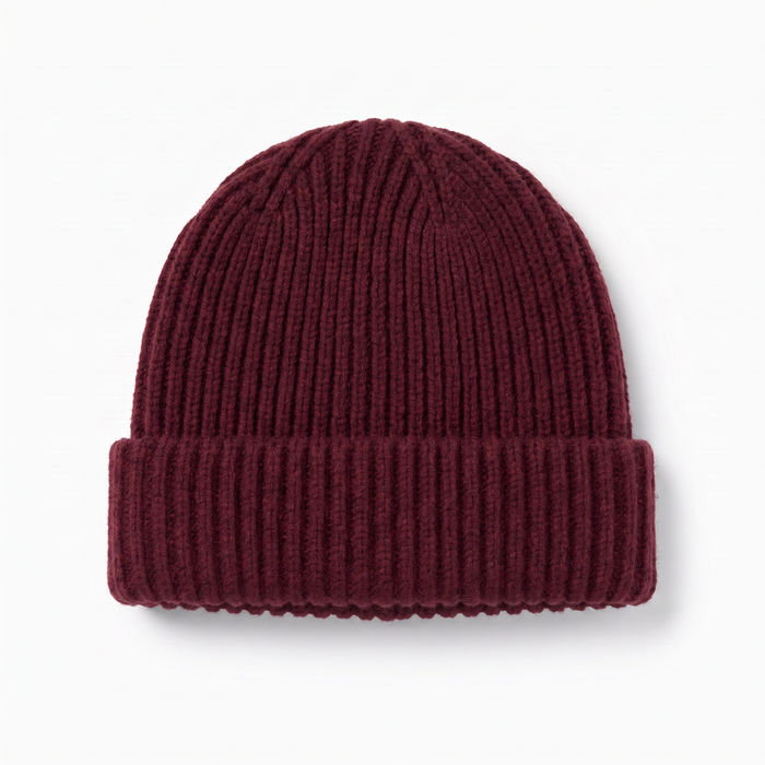 Only Curls Burgundy Chunky Knit Satin-Lined Beanie