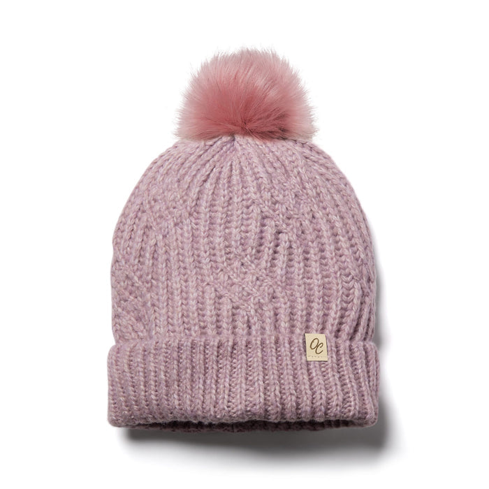 Only Curls Dusty Pink Cable Knit Satin-Lined Beanie - Only Curls
