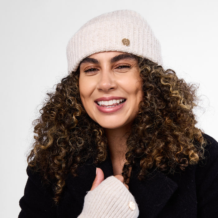 Only Curls Ivory Super Soft Satin-Lined Beanie & Glove Set - Only Curls