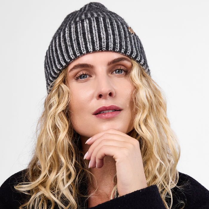 Only Curls Monochrome Stripe Satin-Lined Beanie - Only Curls