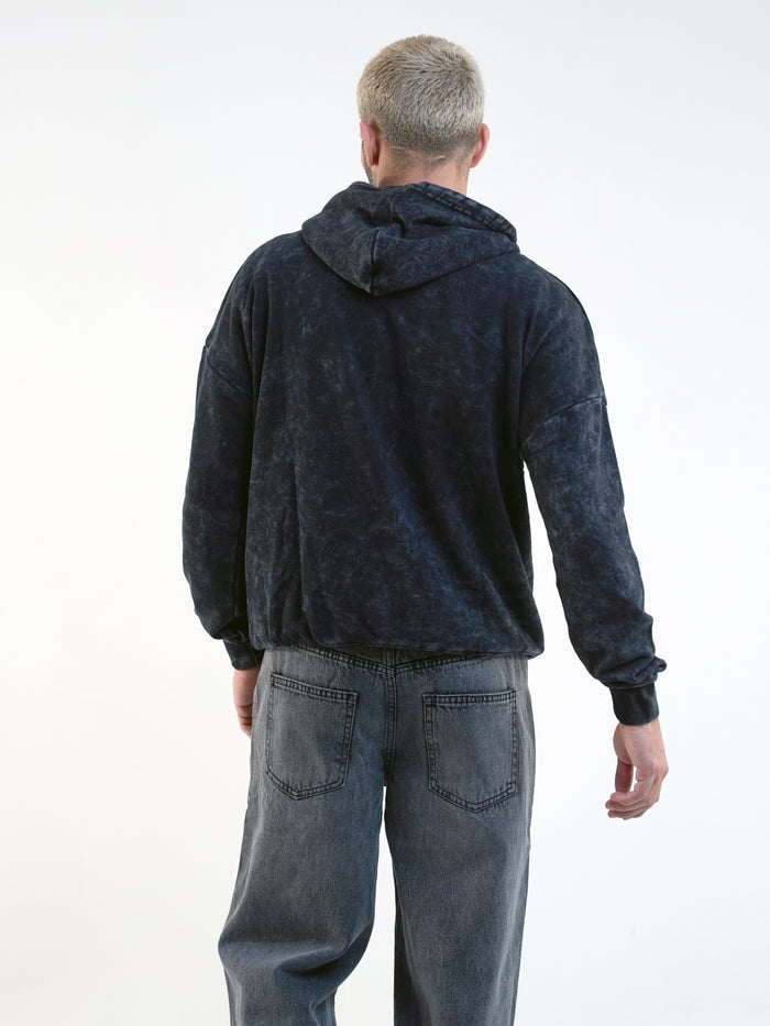 Orion Oversized Acid Wash Hoodie - Black