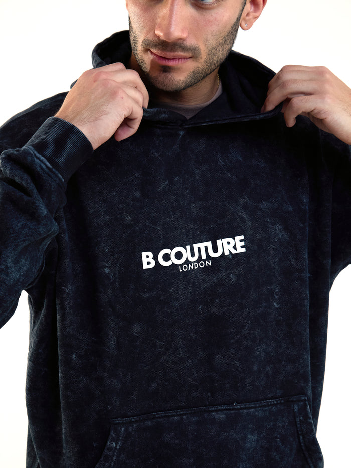 Orion Oversized Acid Wash Hoodie - Black